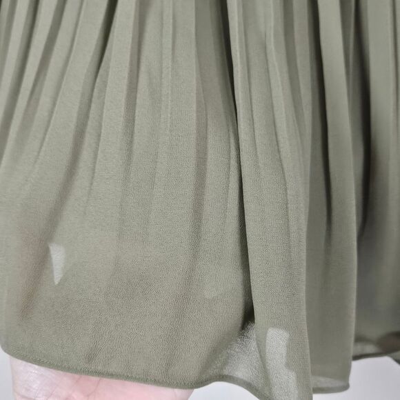 REISS Orelle Pintuck Panel Mini Skirt Olive Pleated Size 8 - Picture 5 of 10